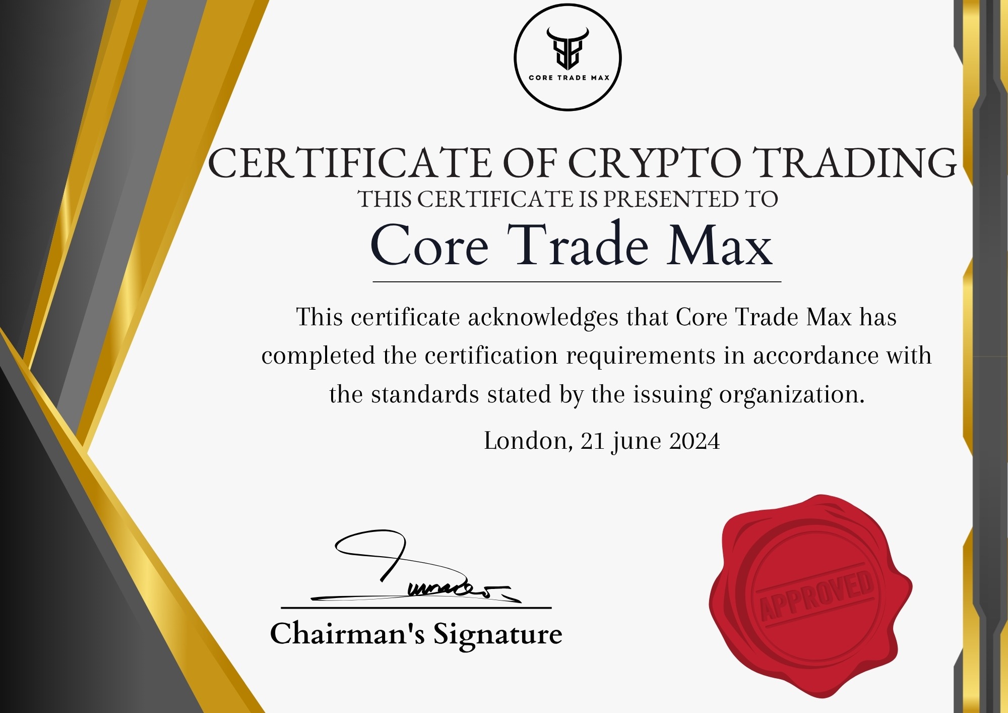 Core Trade Max Certificate